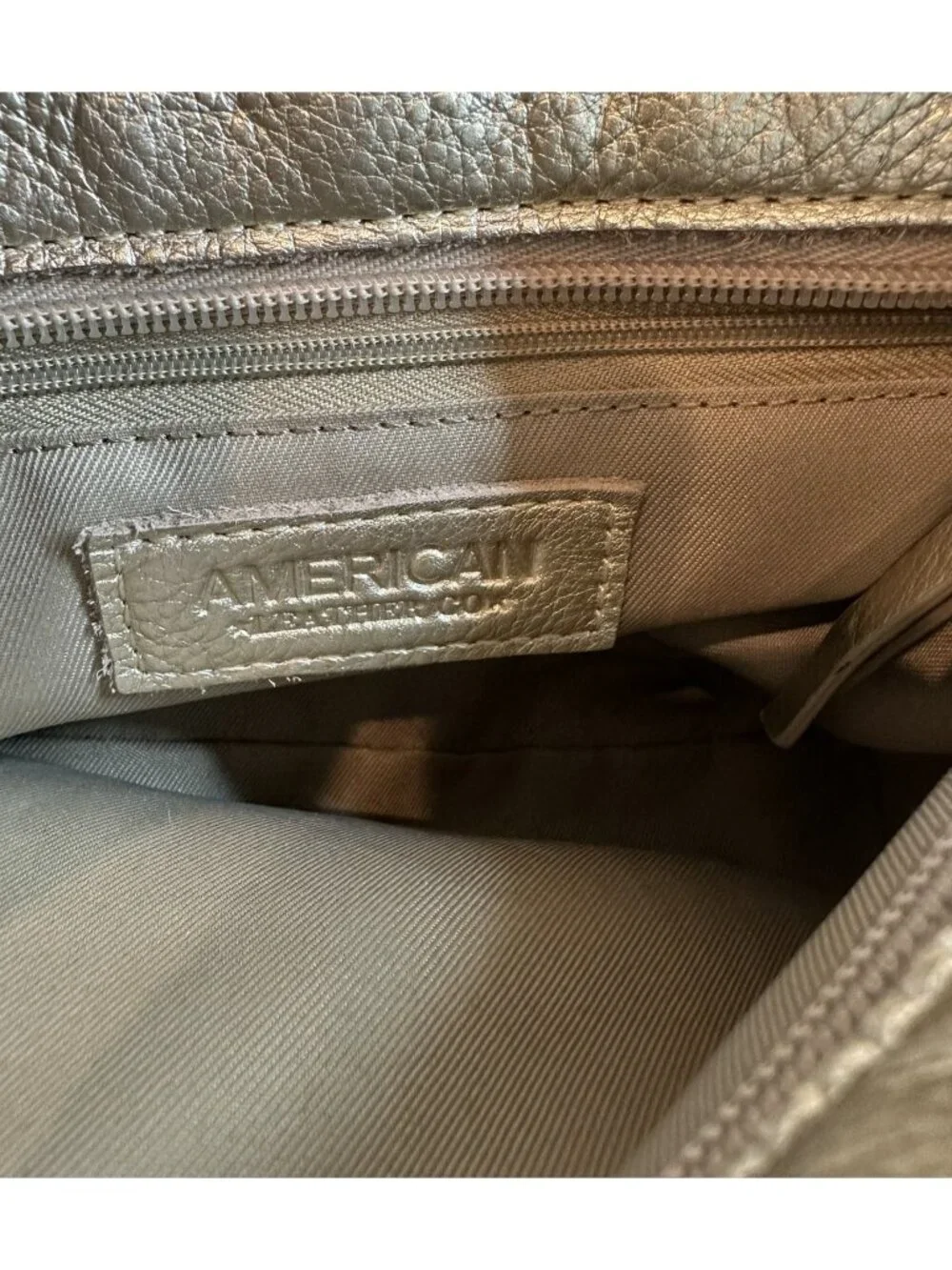 American Leather Co. Silver Metallic Leather Crossbody Shoulder Bag